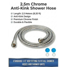 Shower Hose 25m Stainless Steel Hose with Washers Flexible Extra Lon