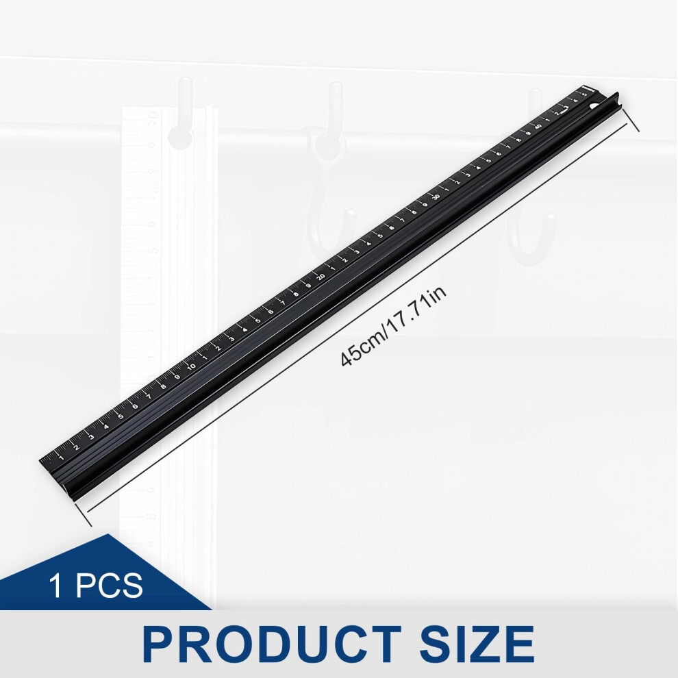 Photos - Other Hand Tools 45cm Black Aluminium Cutting Ruler with Raised Grip Metal Safety Ruler