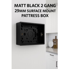SHPELEC Matt Black 2 Gang 35mm Surface Mount Pattress Box