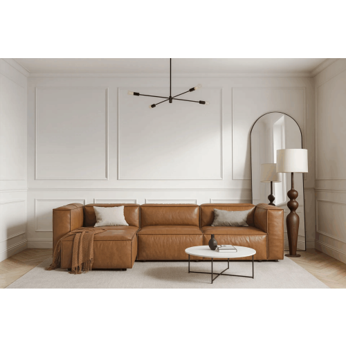 Vibeke 4 Seater Brown Corner Sofa 1