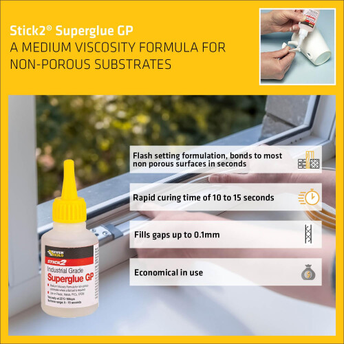Everbuild Everbuild Stick2 General Purpose Superglue – Industrial Grade – High S 1