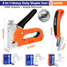 HS Super 3in1 Heavy Duty Staple Gun with Staple Remover 2250 Staples U