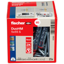 fischer DuoHM 5 x 55 S PZ Cavity Dowels with Metric Panhead Screw and