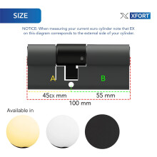 XFORT Matt Black 4555 Euro Cylinder Lock 100mm UPVC Door Lock 6 Pin Cy