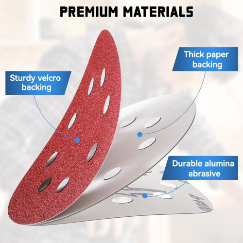 Aucenix 125mm Sanding Discs Sheets 8 Holes Assorted Grits Sanding Pads