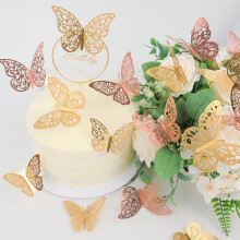 Nelotaor 72 Pcs 3D Butterfly Wall Decor 3 Styles 3 Sizes Gold and Ros