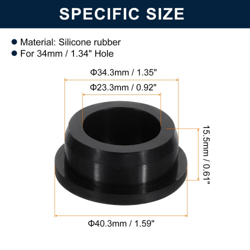 sourcing map 2 Pcs Black Plug Holes Waterproof Rubber Button Plug for 1