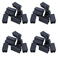32 Pcs Black Plastic Rectangular Blanking End Caps Inserts 20mm x 40mm