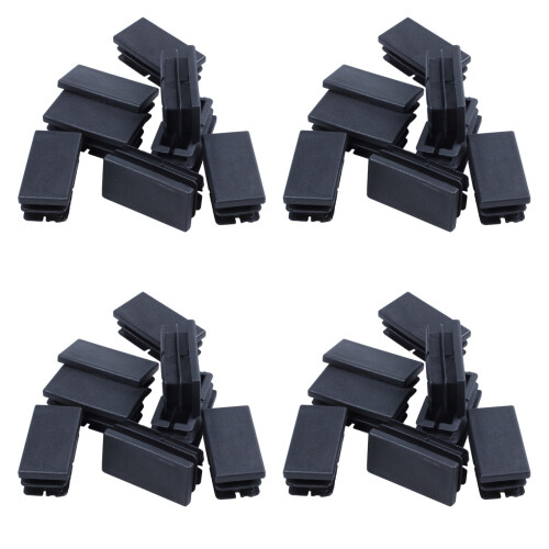 32 Pcs Black Plastic Rectangular Blanking End Caps Inserts 20mm x 40mm