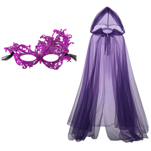 Ensemble 2 pièces cape à capuche de Style victorien et-Violet