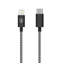 Câble Skin USB-C vers Lightning 2.1A, 2 m - Noir/Blanc