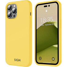 Coque en silicone liquide pour iPhone 14 Pro Max - Jaune