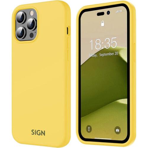 Coque en silicone liquide pour iPhone 14 Pro Max - Jaune