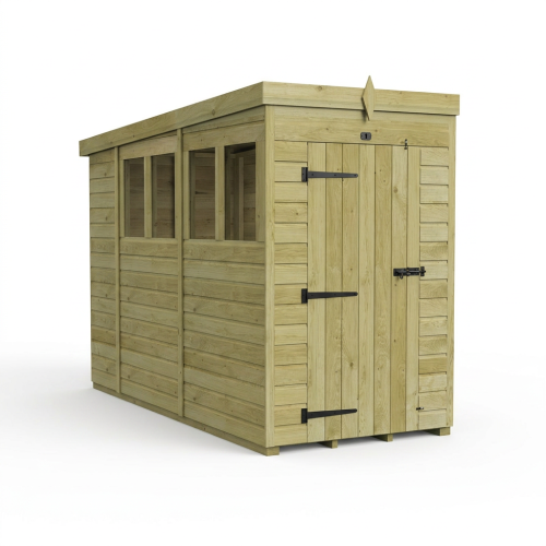 4 x 10 Pent Shed Tanalised (Single Door, With Windows) 1