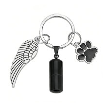 Memorial Edelstahl Zylindrische Urne Halskette Charm-Schwarz