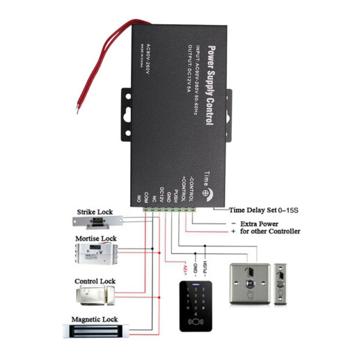 Access Control Power Supply Transformer Door System Adapter AC110-240V Covertor System Machine Black DC12V 5A 1