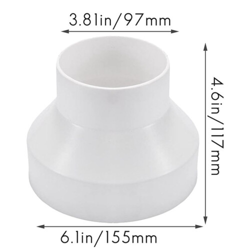 4X Ventilation Pipe Reducer Adapter Pipe Air Duct Adapter Pipe Connector for Inline Ventilation System(150-100mm) 1