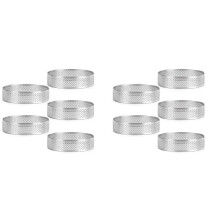 10 Stücke Kreisförmige Tortenringe mit Löchern Edelstahl Obstkuchen Quiches Kuchen Mousse Form Küche Backform 9cm