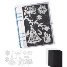 Skyrealm Scrapbook Supplies, Die Storage Magnetic Sheets and Christmas Cutting Dies Set for DIY Card Making (49Pcs)