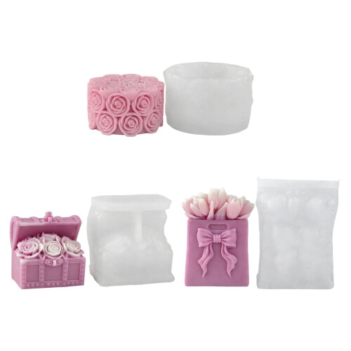 High Temperatures Resistant Rose Candle Mould For-5602 2