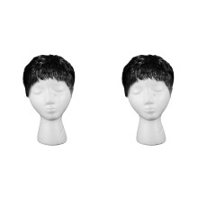2X Korte Pruik Damespruik, Menselijk Kort Haar Pruik Jashaar met Pruiken voor Vrouwen en Meisjes (Zwart)
