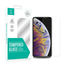 Zabezpieczenie ekranu ze szkła hartowanego do iPhone'a 11 Pro-X-XS + ramka montażowa