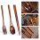 2X Wooden Flatware Set, Wooden Portable Set Spoon Fork Chopsticks Tableware Dinnerware with Khaki Twining Thread 3