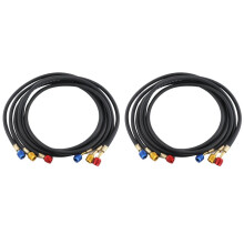 6xHVAC Charging Hose Set 3 Color Coded Hoses with Valves for Multiple Refrigerants for R134A R410A R22