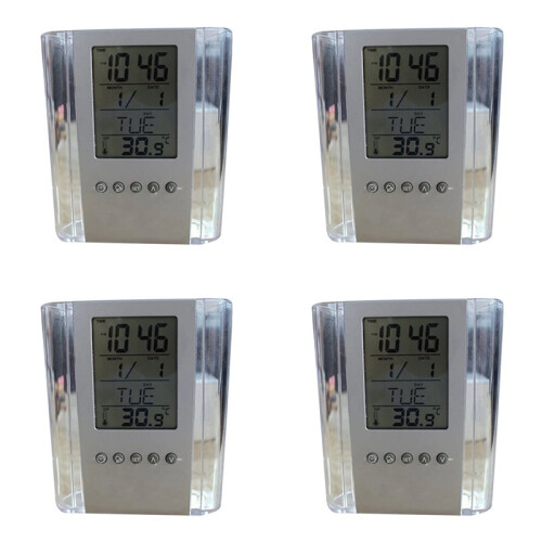 4X Perpetual Calendar Pen Clock Electronic Pen Clock Cylinder Electronic Alarm Clock