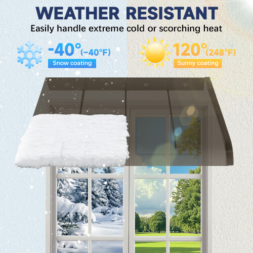 3PCS Window Door Canopy Fixed Awning Porch UV 2