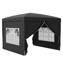 3x3m Pop Up Gazebo Waterproof UV Resistant Garden Party Tent Black