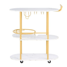 Carrinho de Serviço Versátil-Duoku-para Armazenamento de Vinhos, Utensílios e Bebidas, Estrutura Metálica, 3 Níveis