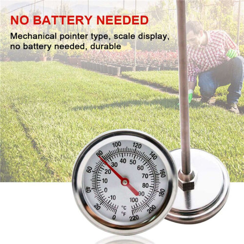 2X Termômetro de Solo de Composto de Haste Longa - Aço Inoxidável de Resposta Rápida 20 Polegadas - Sonda de Medição - Fahrenheit e Celsius 2
