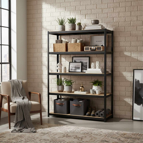 Heavy-Duty 5-Shelf Rack, Adjustable, Black 2