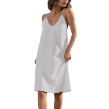 Lightweight Ice Silk Linen Summer Dress Spaghetti-Section 15 M