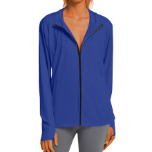 Women's Sun Shirts Zip Up Hoodie Long Sleeve Ice Silk-Blue M