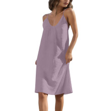U Neck Backless Midi Dress In Breathable Ice Silk-Section 9 L