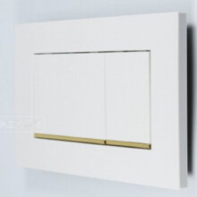 (White with Gold PVD Inlay Strip) For Geberit Sigma 30 Dual Push Button Flush Plate Actuator Wc Concealed Cistern