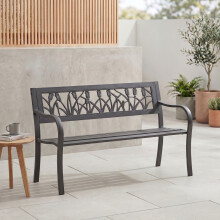 (Tulip) 3 Seater Garden Bench Metal Seat Armrests