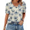 Women's  Short Sleeve Button-Down V-Neck Shirts rSets -Mint L 9