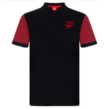 Arsenal FC Official Football Mens Contrast Sleeve Polo Shirt Black Medium