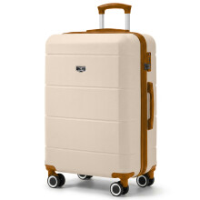 LUGG Jetset 24inch Lightweight Travel Carry On Suitcase, ABS, Water Resistant, Cream and Brown