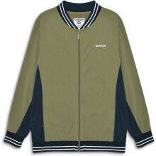 (4XL, Khaki/Dk Navy/White) Lambretta Mens Vintage Track Bomber Jacket