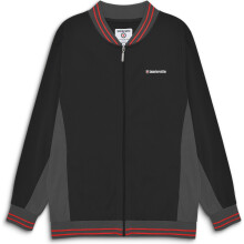 (XL, Black/Iron/Red) Lambretta Mens Vintage Track Bomber Jacket