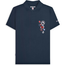 (2XL, Navy) Lambretta Mens Badges Short Sleeve Polo Shirt