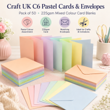 C6 Pastel Blank Cards & Envelopes Pack of 50