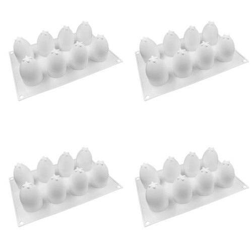 4X Easter Egg Silicone Mold Eight Holes Three-Dimensional Egg Shape Plaster Mold DIY Handmade Home Decoration for Easter