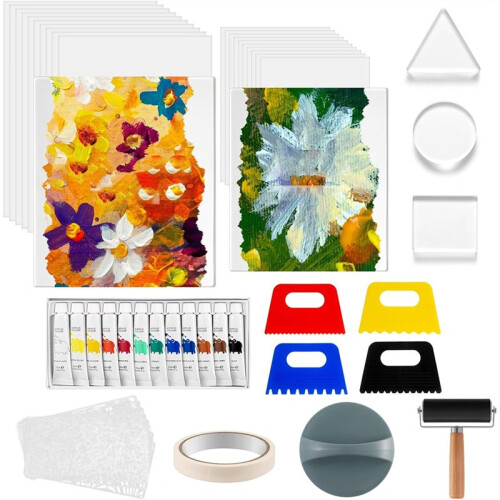 Gel Printing Plate Kit, Complete Printmaking Set, Paint Scraper and Essential Tools for Mixed Media Art Card Making 1