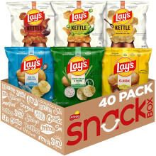 Lay's Potato Chips, Regular & Kettle Cooked Variety Pack, Single Serve Bags, (40 Pack) (Packaging and Formula May Vary)
