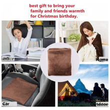 USB Heated Warm Fleece Shawl & Wrap Intelligent Electric Heating Blanket Kneepad for Home,Brown
